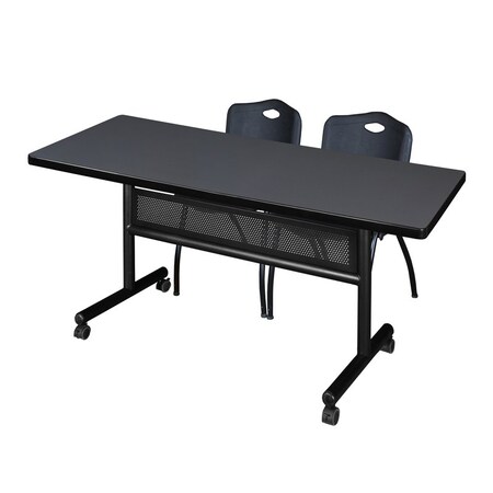 Kobe Rectangle FlipTop Table, 72" W, 29" H, Laminate Top, Gray MKFTM7230GY47BK